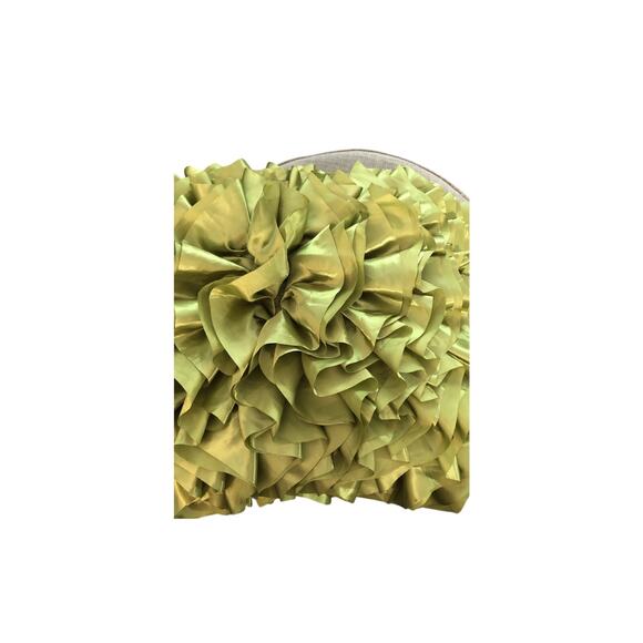 PIER ONE Satin Square Ruffle 16"Sage Green Pillow (2) Luxurious Soft Zip Back - Picture 2 of 6